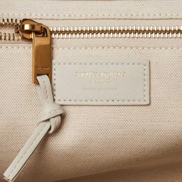 Yves Saint Laurent Green Linen And Leather Rive Gauche Tote Bag - Picture 8 of 11